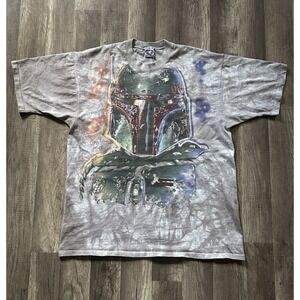 Vtg 90s Liquid Blue Star Wars Boba Fett‎ Mandalorian T Shirt Sz XL